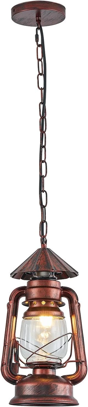 NOXARTE Vintage Pendant Light Lantern Ceiling Light Fixture with Glass Shade Adjustable Chain for Kitchen Island Farmhouse Loft Porch Width 7 Inch x Height 15 Inch NOXARTE Vintage Pendant Light Lantern Ceiling Light Fixture with Glass Shade Adjustable Chain for Kitchen Island Farmhouse Loft Porch Width 7 Inch x Height 15 Inch