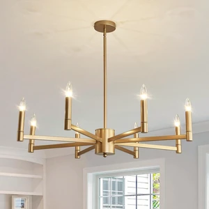ASGYISA 8-Light Gold Candle Chandeliers Modern Farmhouse Ceiling Light Fixture Industrial Lighting for Dining Room Living Room Bedroom Kitchen Island Foyer ASGYISA 8-Light Gold Candle Chandeliers Modern Farmhouse Ceiling Light Fixture Industrial Lighting for Dining Room Living Room Bedroom Kitchen Island Foyer