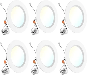 Sunco 6 Pack 5/6 in. LED Baffle High-Output Retrofit Downlight, 5CCT Sunco 6 Pack 5/6 in. LED Baffle High-Output Retrofit Downlight, 5CCT