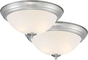 Designers Fountain Flush Mount Ceiling Light, 2-Pack, 13 Inch Frosted Glass Lighting Fixture for Kitchen, Bedroom, Bathroom, and Hallway, LED Bulbs Not Included, Brushed Nickel Designers Fountain Flush Mount Ceiling Light, 2-Pack, 13 Inch Frosted Glass Lighting Fixture for Kitchen, Bedroom, Bathroom, and Hallway, LED Bulbs Not Included, Brushed Nickel