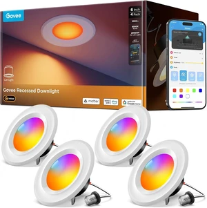 Govee Smart Retrofit Recessed Lighting 6 Inch, Wi-Fi Bluetooth Direct Connect RGBWW Retrofit Can Lights, 65 Scene Modes, Works with Alexa & Google Assistant, 1000 Lumens, 4 Pack Govee Smart Retrofit Recessed Lighting 6 Inch, Wi-Fi Bluetooth Direct Connect RGBWW Retrofit Can Lights, 65 Scene Modes, Works with Alexa & Google Assistant, 1000 Lumens, 4 Pack
