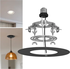 5" and 6" Recessed Can Light Conversion Kit, Fixture Upgrade, Pendant & Hanging Light, Ceiling Fan Compatible, 7¾ Inch Flat Steel Ceiling Medallion, Black Finish 5" and 6" Recessed Can Light Conversion Kit, Fixture Upgrade, Pendant & Hanging Light, Ceiling Fan Compatible, 7¾ Inch Flat Steel Ceiling Medallion, Black Finish