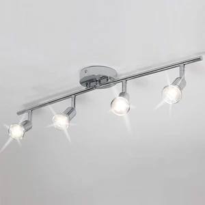 Qcyuui Modern 4-Light Track Lighting Kit, Flush Mount Wall/Ceiling Spot Lights Fixture, LED Track Lighting with Chrome Rotatable Light Head for Kitchen Living Room, 4×GU10 Bulb (Included) Qcyuui Modern 4-Light Track Lighting Kit, Flush Mount Wall/Ceiling Spot Lights Fixture, LED Track Lighting with Chrome Rotatable Light Head for Kitchen Living Room, 4×GU10 Bulb (Included)