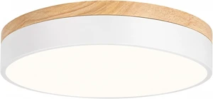 Modern Dimmable Wood White Flush Mount Ceiling Light Fixture,5CCT,11.8 in Modern Dimmable Wood White Flush Mount Ceiling Light Fixture,5CCT,11.8 in