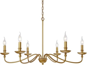 SEOL;36 Inches Antique Gold Painted 6 Light Candle Style Dining Chandelier SEOL;36 Inches Antique Gold Painted 6 Light Candle Style Dining Chandelier