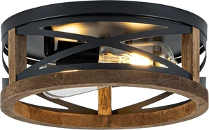 Farmhouse Ceiling Light, 2-Light Round Flush Mount Light Fixture Farmhouse Ceiling Light, 2-Light Round Flush Mount Light Fixture