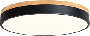 WOKNOS Modern Dimmable LED Close to Ceiling Light Minimalist Wood Oak Flush Mount Ceiling Light Fixture Circle Lighting for Bedroom Living Room Bathroom Laundry Room (Black, 15.7'') WOKNOS Modern Dimmable LED Close to Ceiling Light Minimalist Wood Oak Flush Mount Ceiling Light Fixture Circle Lighting for Bedroom Living Room Bathroom Laundry Room (Black, 15.7'')