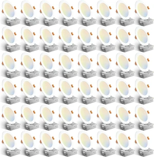 Amico 48 Pack 6 Inch LED Recessed Lighting, Canless Wafer Downlight, White Amico 48 Pack 6 Inch LED Recessed Lighting, Canless Wafer Downlight, White