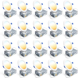 Ensenior 20 Pack 4 Inch LED Recessed Light, 5CCT Dimmable Canless Wafer Ensenior 20 Pack 4 Inch LED Recessed Light, 5CCT Dimmable Canless Wafer