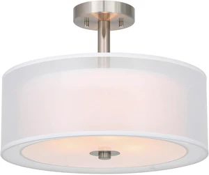 XiNBEi Lighting 16" Drum Semi Flush Ceiling Light Brushed Nickel for Living XiNBEi Lighting 16" Drum Semi Flush Ceiling Light Brushed Nickel for Living