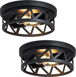 Hallway Flush Mount Ceiling Light, Entryway Bedroom Fixture, Black 2-Light Hallway Flush Mount Ceiling Light, Entryway Bedroom Fixture, Black 2-Light