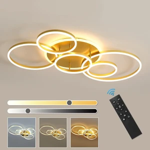 Modern LED Ceiling Light 106W Dimmable LED Acrylic Ceiling Lamp with Remote Control 6 Rings Flush Mount Ceiling Light Gold Ceiling Chandelier for Living Room Dining Room Bedroom Kitchen (5+1G01) Modern LED Ceiling Light 106W Dimmable LED Acrylic Ceiling Lamp with Remote Control 6 Rings Flush Mount Ceiling Light Gold Ceiling Chandelier for Living Room Dining Room Bedroom Kitchen (5+1G01)