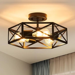 Black Modern Farmhouse Metal Semi Flush Mount Ceiling Light Fixture 14.6 in Black Modern Farmhouse Metal Semi Flush Mount Ceiling Light Fixture 14.6 in
