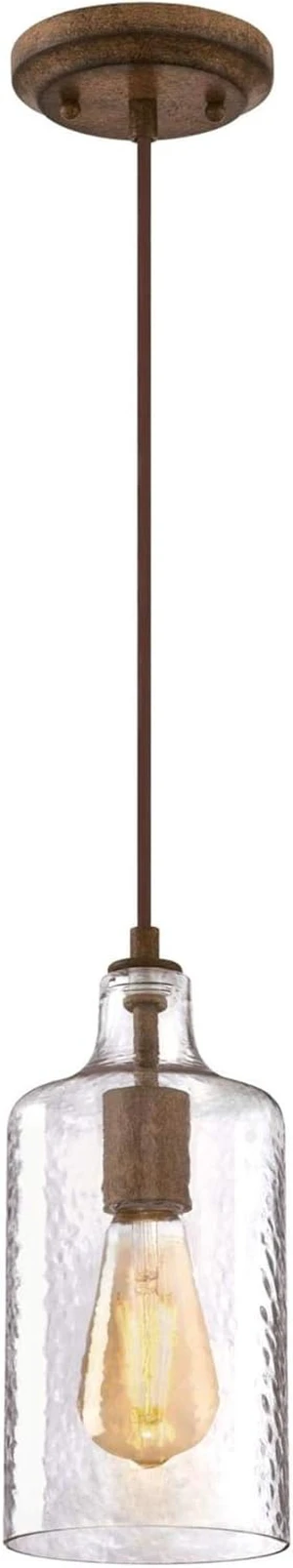 Westinghouse Lighting 6371300, Barnwood Finish with Clear Textured Glass Carmen One-Light Indoor Mini Pendant, one Size Westinghouse Lighting 6371300, Barnwood Finish with Clear Textured Glass Carmen One-Light Indoor Mini Pendant, one Size
