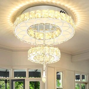 Flashing God 16inch Modern Mini Crystal Chandelier for Hallway LED Crystal Ring Chandeliers Dimmable Flush Mount Ceiling Light for Dining Room Living Room Bedroom Flashing God 16inch Modern Mini Crystal Chandelier for Hallway LED Crystal Ring Chandeliers Dimmable Flush Mount Ceiling Light for Dining Room Living Room Bedroom