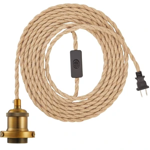 15.4ft Pendant Light Cord Kit, Industrial Vintage Plug in E26 Socket Hanging Light with Switch, Hemp Rope Hanging Light Fixture for Pendant Lamp Farmhouse Lamp Cable DIY 15.4ft Pendant Light Cord Kit, Industrial Vintage Plug in E26 Socket Hanging Light with Switch, Hemp Rope Hanging Light Fixture for Pendant Lamp Farmhouse Lamp Cable DIY