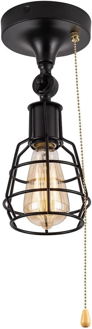 Industrial Farmhouse Close to Ceiling Light with Pull Chain 1 Light Black Semi Flush Mount Ceiling Light Adjustable Metal Cage Directional Wall Sconce Wall Lamp with Pull String for Kitchen Laundry Industrial Farmhouse Close to Ceiling Light with Pull Chain 1 Light Black Semi Flush Mount Ceiling Light Adjustable Metal Cage Directional Wall Sconce Wall Lamp with Pull String for Kitchen Laundry