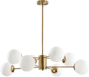 KCO Lighting 8-Light Glass Sputnik Chandelier Light Modern Gold Chandeliers Pendant Light Fixture Vintage Globe Ball Ceiling Flush Mount Light Fixture Kitchen Island KCO Lighting 8-Light Glass Sputnik Chandelier Light Modern Gold Chandeliers Pendant Light Fixture Vintage Globe Ball Ceiling Flush Mount Light Fixture Kitchen Island