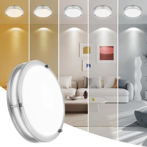 7.5 Inch Round Brushed Nickel Ceiling Light Fixture - Flush Mount LED Kitchen Ceiling Lamp 2700K/3000K/3500K/4000K/5000K Adjustable Brushed Nickel Bathroom LED Light for Bedroom 12W 7.5 Inch Round Brushed Nickel Ceiling Light Fixture - Flush Mount LED Kitchen Ceiling Lamp 2700K/3000K/3500K/4000K/5000K Adjustable Brushed Nickel Bathroom LED Light for Bedroom 12W