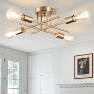 Sputnik Chandeliers, Modern Semi Flush Mount Ceiling Light with E26 Base, Mid Century Industrial Kitchen Farmhouse Light Fixtures for Bedroom Living Room (Brass, Ceiling 4 Lights) Sputnik Chandeliers, Modern Semi Flush Mount Ceiling Light with E26 Base, Mid Century Industrial Kitchen Farmhouse Light Fixtures for Bedroom Living Room (Brass, Ceiling 4 Lights)