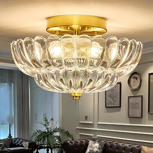 Clear Glass Semi Flush Mount Ceiling Light Fixture,11.8 in,3-Lights Clear Glass Semi Flush Mount Ceiling Light Fixture,11.8 in,3-Lights