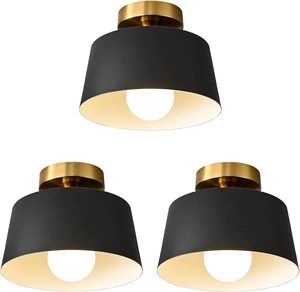 3 Pack Black and Gold Modern Semi Flush Mount Ceiling Light Fxiture 10 in 3 Pack Black and Gold Modern Semi Flush Mount Ceiling Light Fxiture 10 in