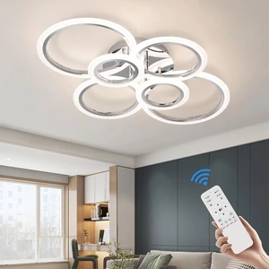 Modern LED Ceiling Light Fixture, 6 Rings Dimmable Flush Mount Ceiling Light with Remote, Acrylic Close to Ceiling Lighting Fixture for Low Ceiling Living Room Bedroom Kitchen (6 Heads) Modern LED Ceiling Light Fixture, 6 Rings Dimmable Flush Mount Ceiling Light with Remote, Acrylic Close to Ceiling Lighting Fixture for Low Ceiling Living Room Bedroom Kitchen (6 Heads)