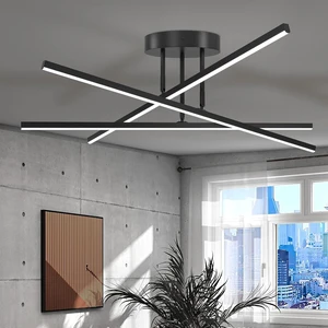 Modern LED Chandelier 24W Dimmable Black Semi Flush Mount Ceiling Light Fixture for Kitchen Dining Room Foyer Entry, 23.82" Modern LED Chandelier 24W Dimmable Black Semi Flush Mount Ceiling Light Fixture for Kitchen Dining Room Foyer Entry, 23.82"
