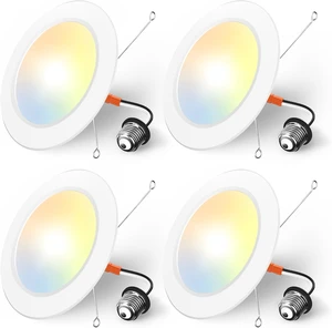Amico Recessed Lighting 5/6 Inch, 5CCT Flat LED Can Lights, 1050LM, 4 Pack Amico Recessed Lighting 5/6 Inch, 5CCT Flat LED Can Lights, 1050LM, 4 Pack
