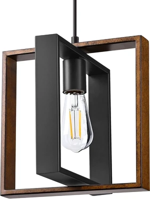 EDISHINE Farmhouse Pendant Light Wood Grain Finish Black Adjustable EDISHINE Farmhouse Pendant Light Wood Grain Finish Black Adjustable