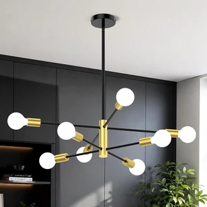 Phaosio Sputnik Chandelier 8-Light, Mid Century Modern Height Adjustable Ceiling Light Fixture for Dining Room, Kitchen Island, Living Room,Bedroom-Black and Gold Phaosio Sputnik Chandelier 8-Light, Mid Century Modern Height Adjustable Ceiling Light Fixture for Dining Room, Kitchen Island, Living Room,Bedroom-Black and Gold