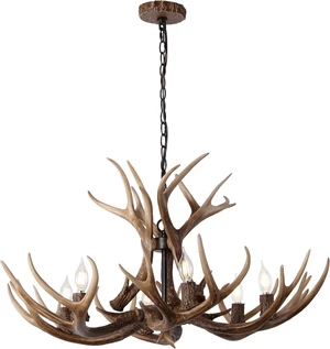 JONATHAN Y Eldora 6-Light Resin Antler Chandelier 33", Brown JONATHAN Y Eldora 6-Light Resin Antler Chandelier 33", Brown