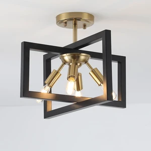 Semi-Flush Mount Ceiling Light - Modern Industrial Light Fixture Black and Gold,4-Light Candelabra Lighting Ceiling Lamp for Kitchen Foyer Entryway Hallway Bedroom Closet Semi-Flush Mount Ceiling Light - Modern Industrial Light Fixture Black and Gold,4-Light Candelabra Lighting Ceiling Lamp for Kitchen Foyer Entryway Hallway Bedroom Closet