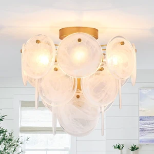Modern Flush Mount Glass Ceiling Light, Gold Hallway Lights Vintage Chandelier, 4-Light Unique Light Fixture for Bedroom Entryway Loft Kitchen Laundry Bathroom Farmhouse Modern Flush Mount Glass Ceiling Light, Gold Hallway Lights Vintage Chandelier, 4-Light Unique Light Fixture for Bedroom Entryway Loft Kitchen Laundry Bathroom Farmhouse