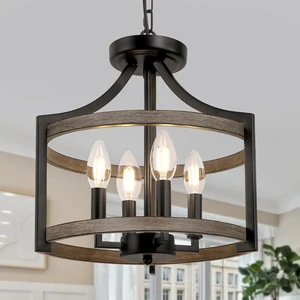 4-Light Farmhouse Chandelier, Metal Semi Flush Mount Ceiling Light 4-Light Farmhouse Chandelier, Metal Semi Flush Mount Ceiling Light