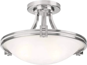 Deco 16" Wide Brushed Nickel 2-Light Semi-Flush Mount Ceiling Fixture Deco 16" Wide Brushed Nickel 2-Light Semi-Flush Mount Ceiling Fixture