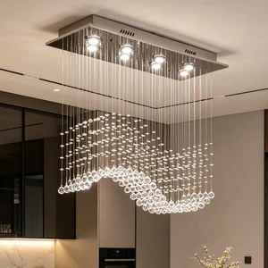 Siljoy 31.5'' Modern Wave Raindrop Crystal Ceiling Light for Dining Room Siljoy 31.5'' Modern Wave Raindrop Crystal Ceiling Light for Dining Room