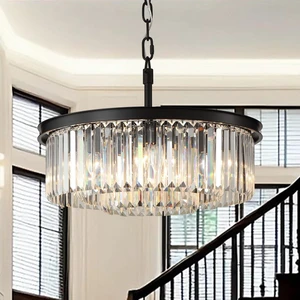 Modern 8-Light Crystal Chandelier, 20 Inch Black Modern 8-Light Crystal Chandelier, 20 Inch Black