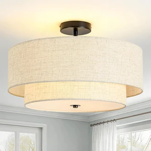 4-Light Semi Flush Mount Ceiling Light, 19.7" Double Drum Ceiling Light 4-Light Semi Flush Mount Ceiling Light, 19.7" Double Drum Ceiling Light