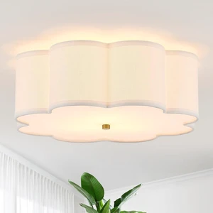 17.7" Gold Drum Ceiling Light, 3-Light Semi-Flush Mount 17.7" Gold Drum Ceiling Light, 3-Light Semi-Flush Mount