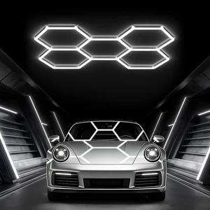 Glitgate LED Hexagon Garage Lights, 5-Grid 168W 18,480LM 6500K, 100-240VAC Glitgate LED Hexagon Garage Lights, 5-Grid 168W 18,480LM 6500K, 100-240VAC