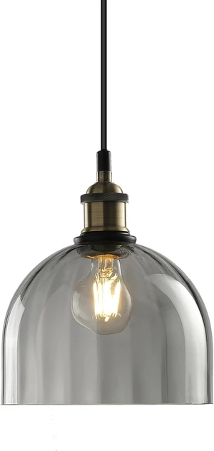 Grey Ribbed Glass Pendant Light Kitchen Island 7.8Inch Black Hanging Lamp Grey Ribbed Glass Pendant Light Kitchen Island 7.8Inch Black Hanging Lamp