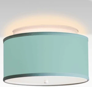 Moderne Flush Mount Conversion Kit 14"w Island Paridise Blue Drum Lampshade Moderne Flush Mount Conversion Kit 14"w Island Paridise Blue Drum Lampshade
