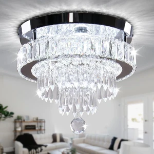 11.8" Crystal Ceiling Light, Flush Mount, Cool White 11.8" Crystal Ceiling Light, Flush Mount, Cool White