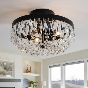 KSRYSZCQ Black Crystal Ceiling Light,10''Modern Ceiling Light Fixture Lamp 3 Light with E12 Base,Sturdy Craft & Aesthetic Design,Ideal for Dining Room,Kitchen,Bedroom KSRYSZCQ Black Crystal Ceiling Light,10''Modern Ceiling Light Fixture Lamp 3 Light with E12 Base,Sturdy Craft & Aesthetic Design,Ideal for Dining Room,Kitchen,Bedroom