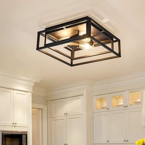 ZGLAOJT Black Flush Mount Ceiling Light Fixture3-Light Industrial Metal Close to Ceiling LightsFarmhouse Lighting for Hallway Bedroom Kitchen Dining Room ZGLAOJT Black Flush Mount Ceiling Light Fixture3-Light Industrial Metal Close to Ceiling LightsFarmhouse Lighting for Hallway Bedroom Kitchen Dining Room