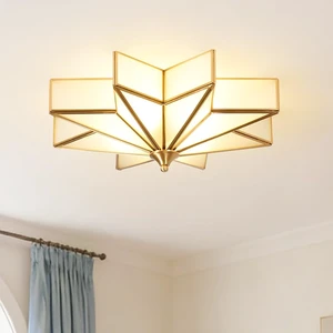 Star Glass Ceiling Light Brass Flush Mount Ceiling Fixture 15.7-inch Star Glass Ceiling Light Brass Flush Mount Ceiling Fixture 15.7-inch