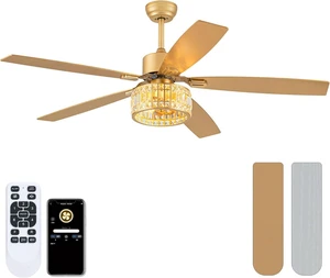 Chandelier Caged Ceiling Fans With Lights And Remote, Gold 52 In Chandelier Caged Ceiling Fans With Lights And Remote, Gold 52 In