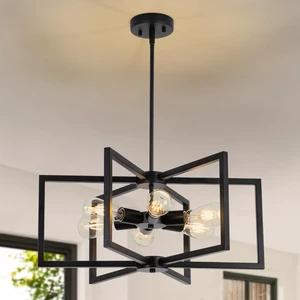 23.6 Black Chandelier for Dining Room 6 Light Kitchen Chandelier over Table Farmhouse Dining Room Light Fixtures Over Table,Hanging Pendant Light Fixture with Adjustable Height for Entryway,Foyer 23.6 Black Chandelier for Dining Room 6 Light Kitchen Chandelier over Table Farmhouse Dining Room Light Fixtures Over Table,Hanging Pendant Light Fixture with Adjustable Height for Entryway,Foyer