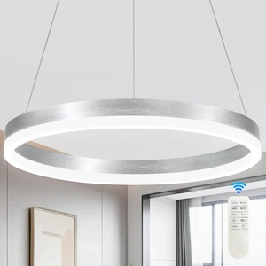 20" Modern Nickel Led Chandelier Ring Dimmable LED Chandeliers with Remote Control for Kitchen Island Height Adjustable Chandelier Led Pendant Light for Living Room Dining Room Bedroom Foyer 20" Modern Nickel Led Chandelier Ring Dimmable LED Chandeliers with Remote Control for Kitchen Island Height Adjustable Chandelier Led Pendant Light for Living Room Dining Room Bedroom Foyer